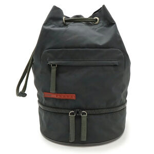 Prada Sport Shoulder Bag Hobo Drawstring Gray Red